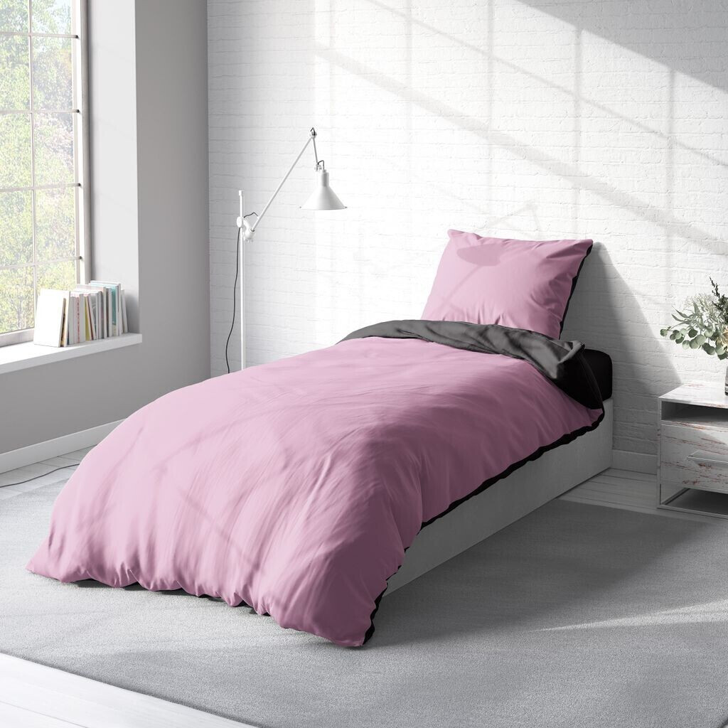 One Home 4 teilig Bettwäsche anthrazit cm Preisvergleich 155x220 Übergröße € rosa bei Microfaser ab | 28,90 Wende Uni