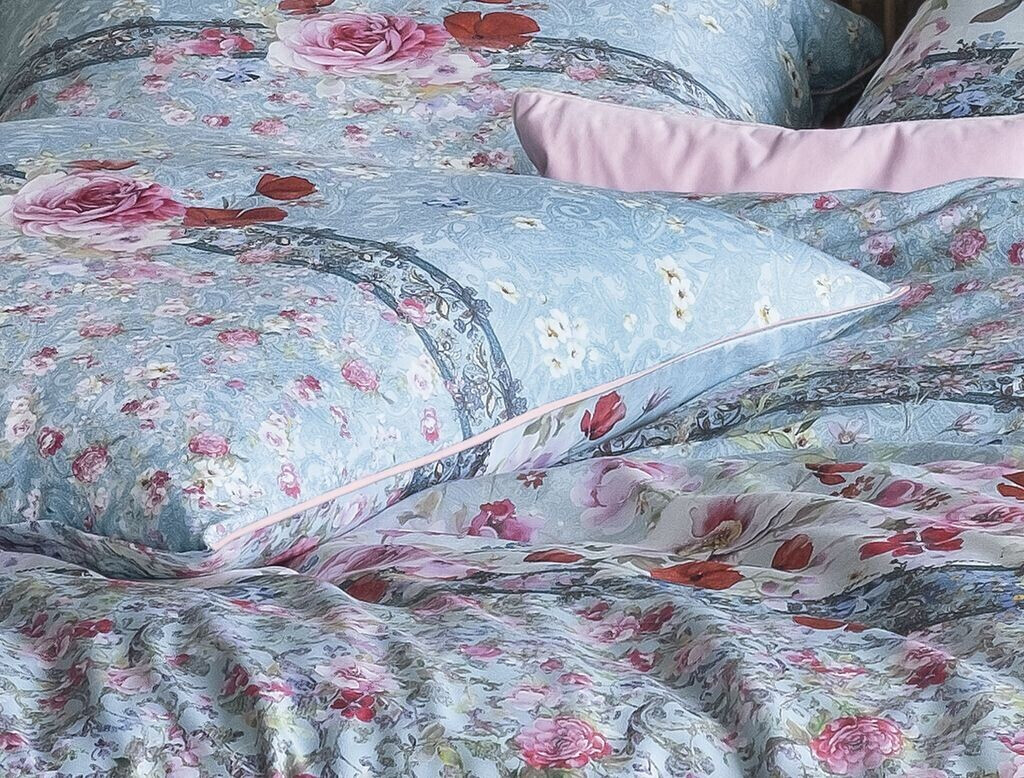 HOMHOMHA Bettbezug 220x240cm Marmor Blau | Luxuriöse Mikrofaser Bettwäsche | Mit 2 Kissenbezügen 65x65cm