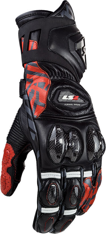 Photos - Motorcycle Gloves LS2 Helmets  Feng Racing Textil Gloves black/red 