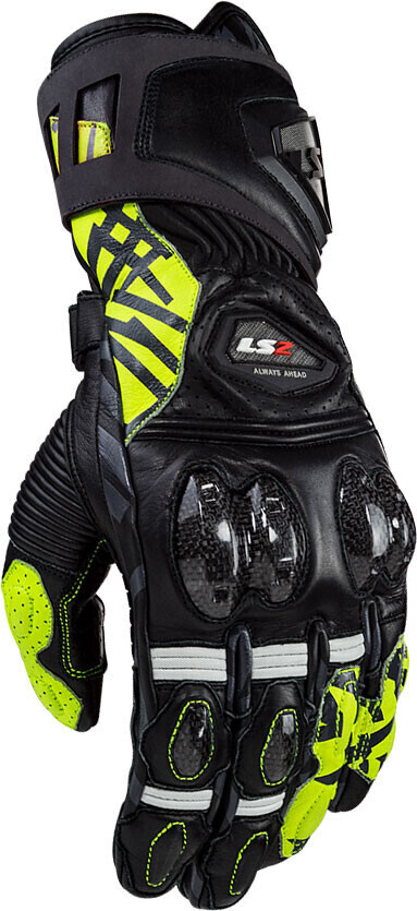 LS2 Feng Racing Textil Gloves black/neon yellow