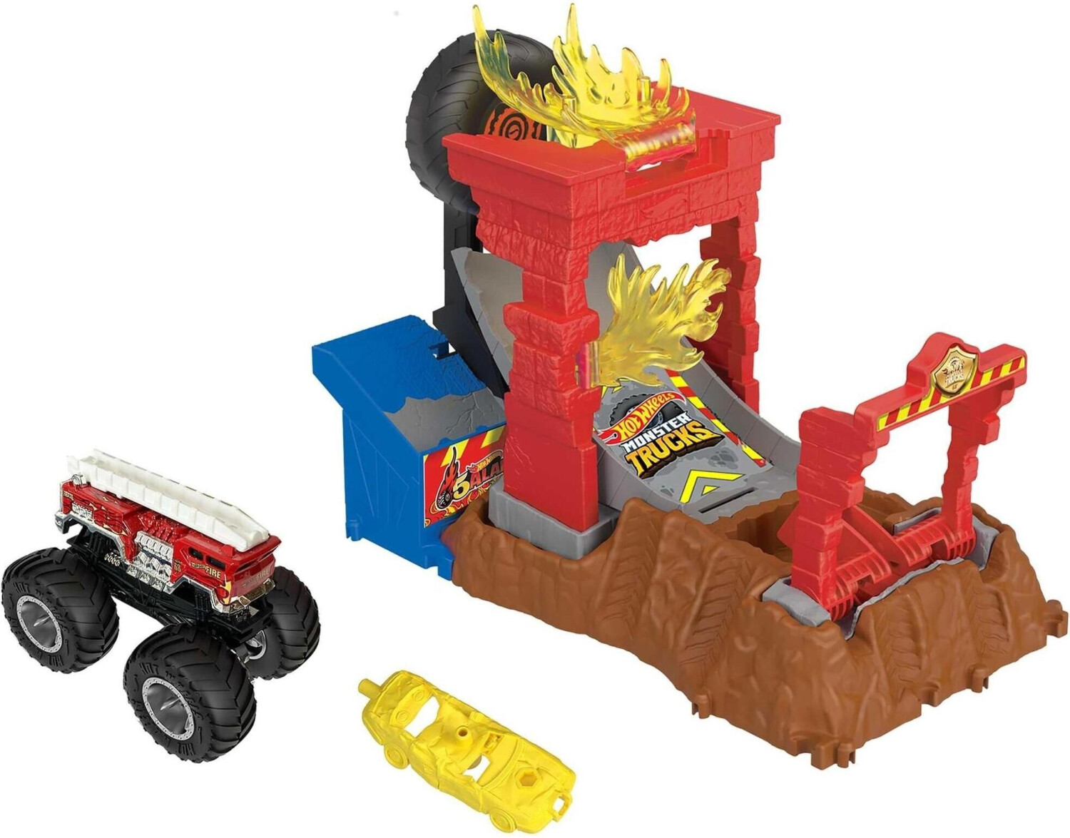 Hot Wheels Monster Trucks Arena Smashers 5-Alarm Fire Crash Challenge Playset With 1 Vehicle (HNB90)