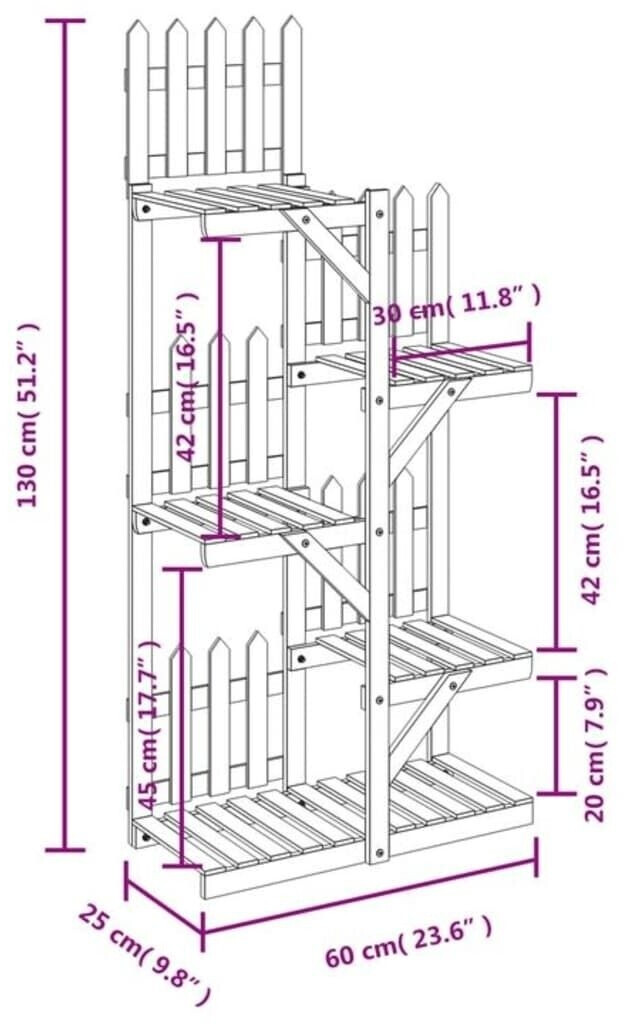 vidaXL vidaXL Blumenständer 60x25x130cm Massivholz Tanne (362873) - view 9