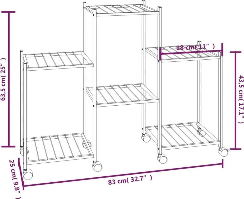 vidaXL vidaXL Blumenständer mit Rollen 83x25x63,5cm Eisen Schwarz (343126) - Product image 1 of 6