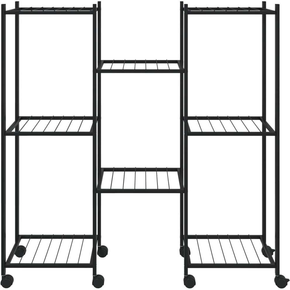 vidaXL vidaXL Blumenständer mit Rollen 83x25x83,5cm Eisen Schwarz (343128) - side view