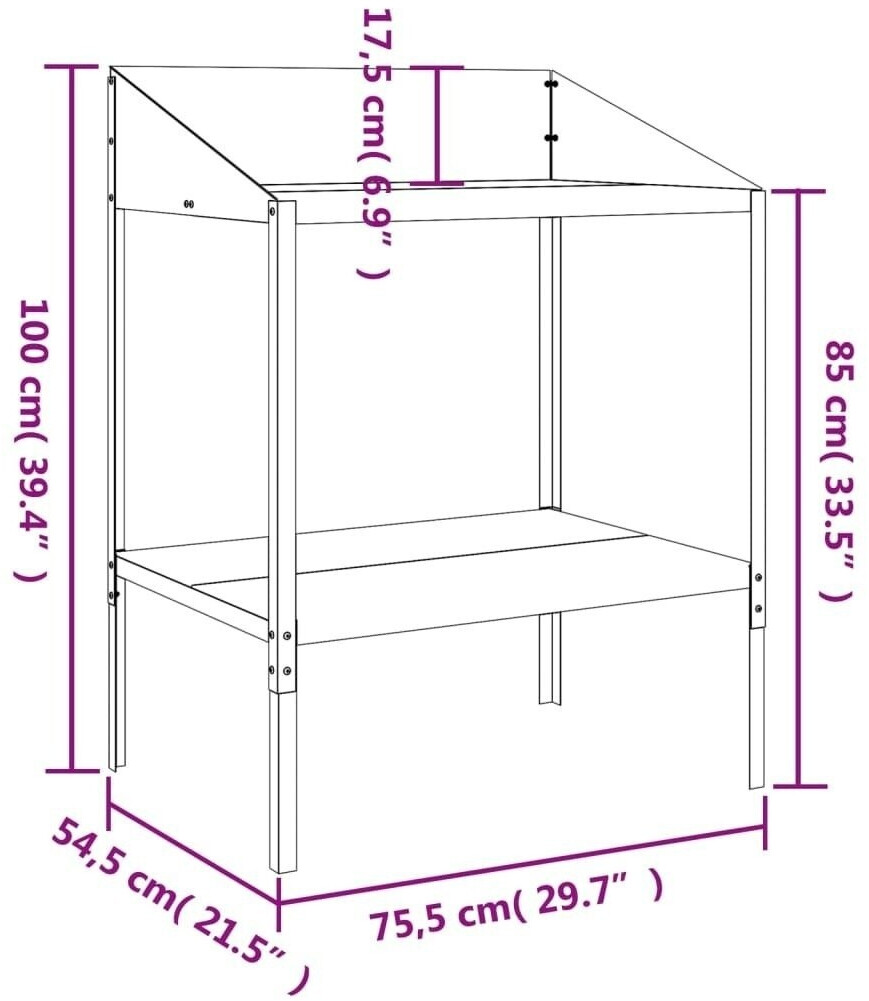 vidaXL vidaXL Pflanzenständer 75,5x54,5x100cm Verzinkter Stahl Anthrazit (364535) - side view