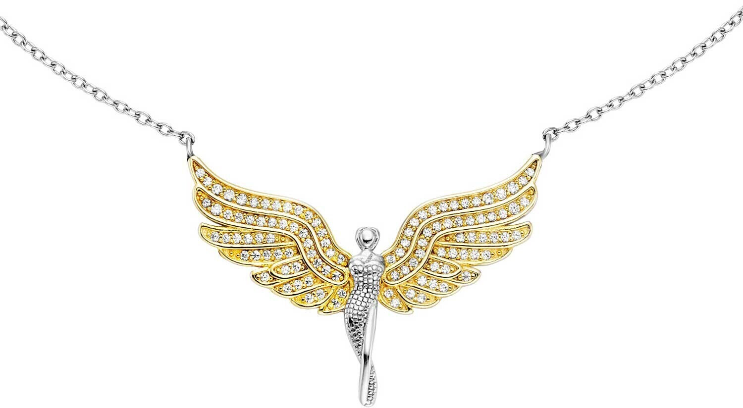 Engelsrufer Necklace Angel Gold with Zirconia (ERN-FLYANGEL-ZI-BIG