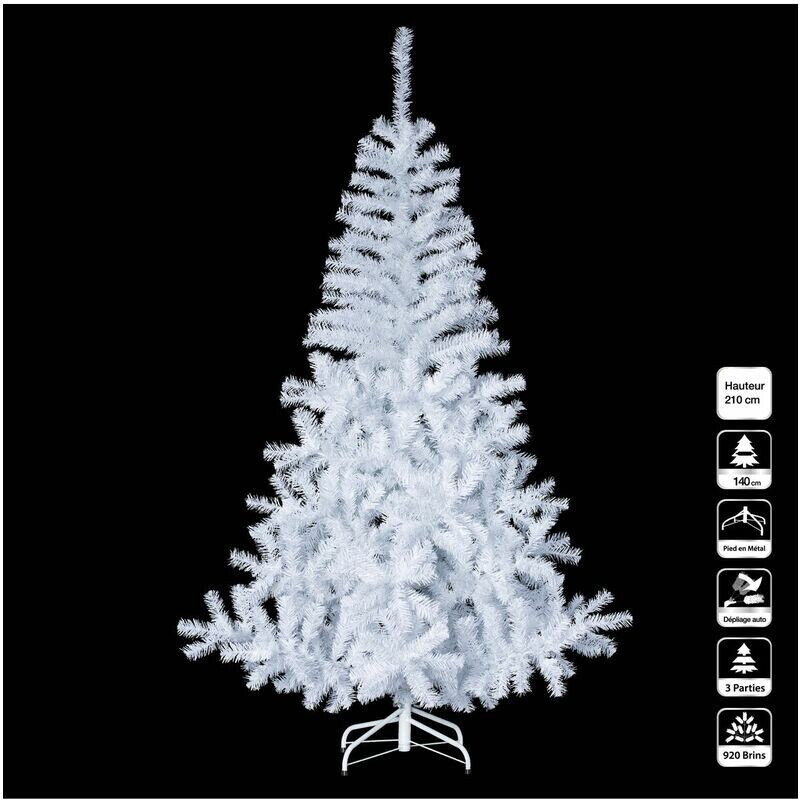 Feeric Lights & Christmas Sapin de Noël artificiel avec pied en métal Élégant 210 cm blanc