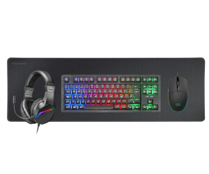 Mars Gaming MCP-RGB3WFR Combo Gaming FRGB Clavier + Souris + Casque + Tapis  de Souris Français Blanc