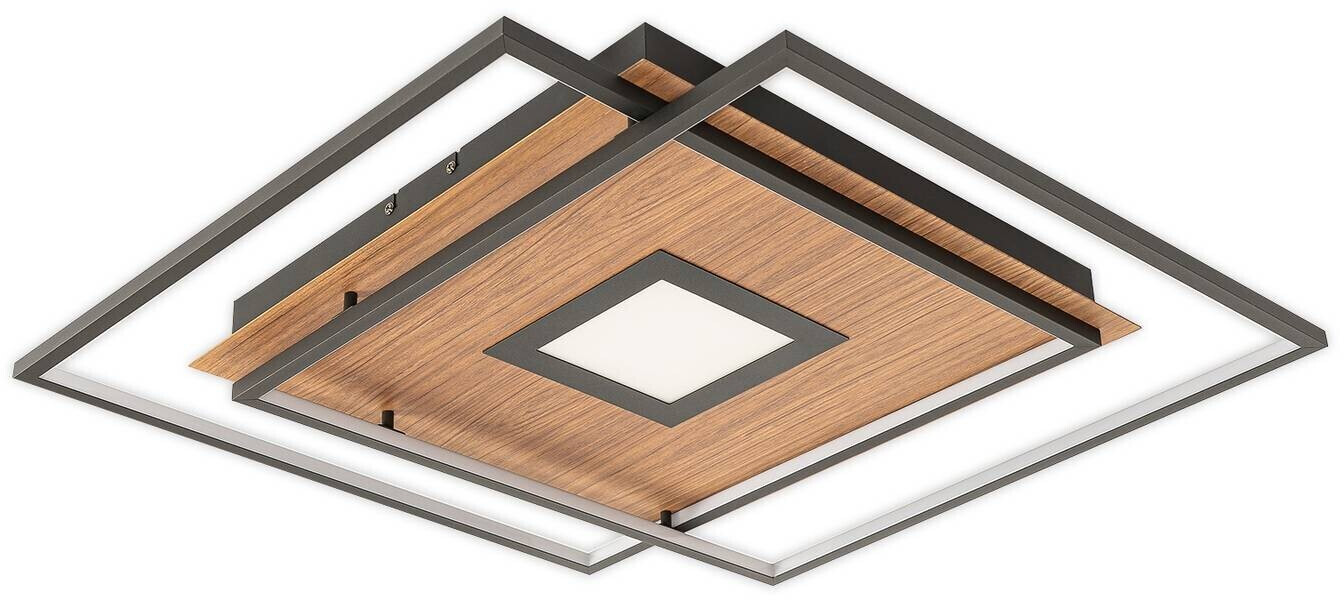 Lucande LED Deckenlampe Aus Holz – Dimmbar, Mit Fernbedienung, Lichtfarbe Wechselbar (2700–6500K), 52x52 Cm
