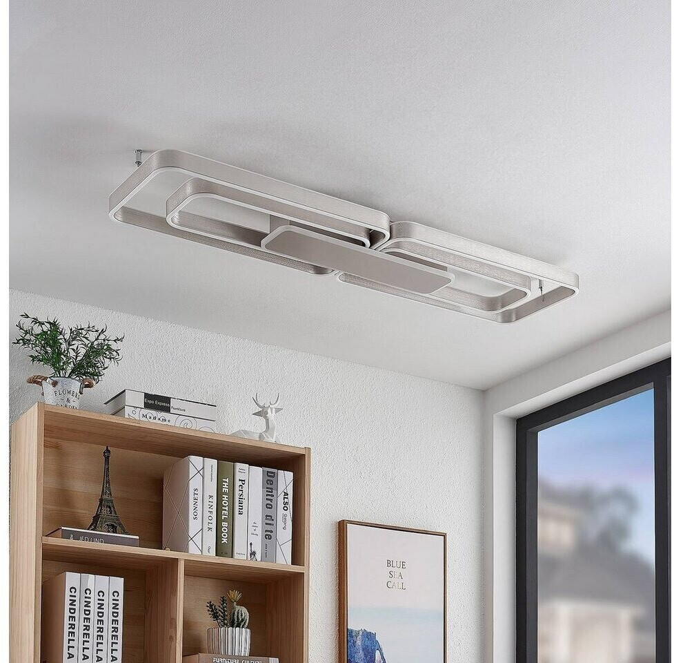 Lucande Kadira LED ceiling lamp, 120 cm, nickel