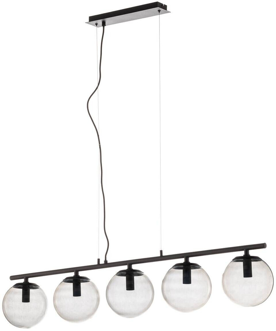 Lucande Sotiana hanging lamp, 5 glass balls, black