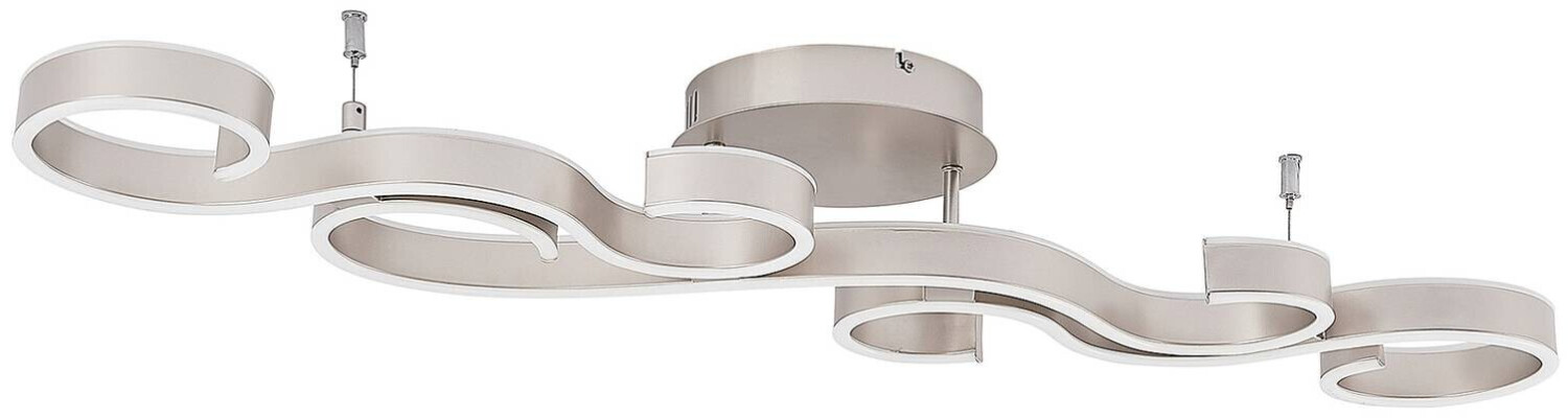 Lucande Admira LED ceiling lamp, 101 cm nickel
