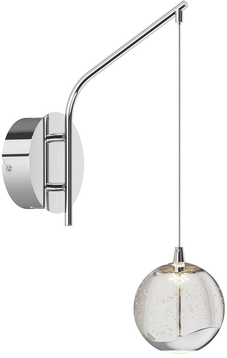 Lucande Hayley LED wall lamp with hanging ball, chrome
