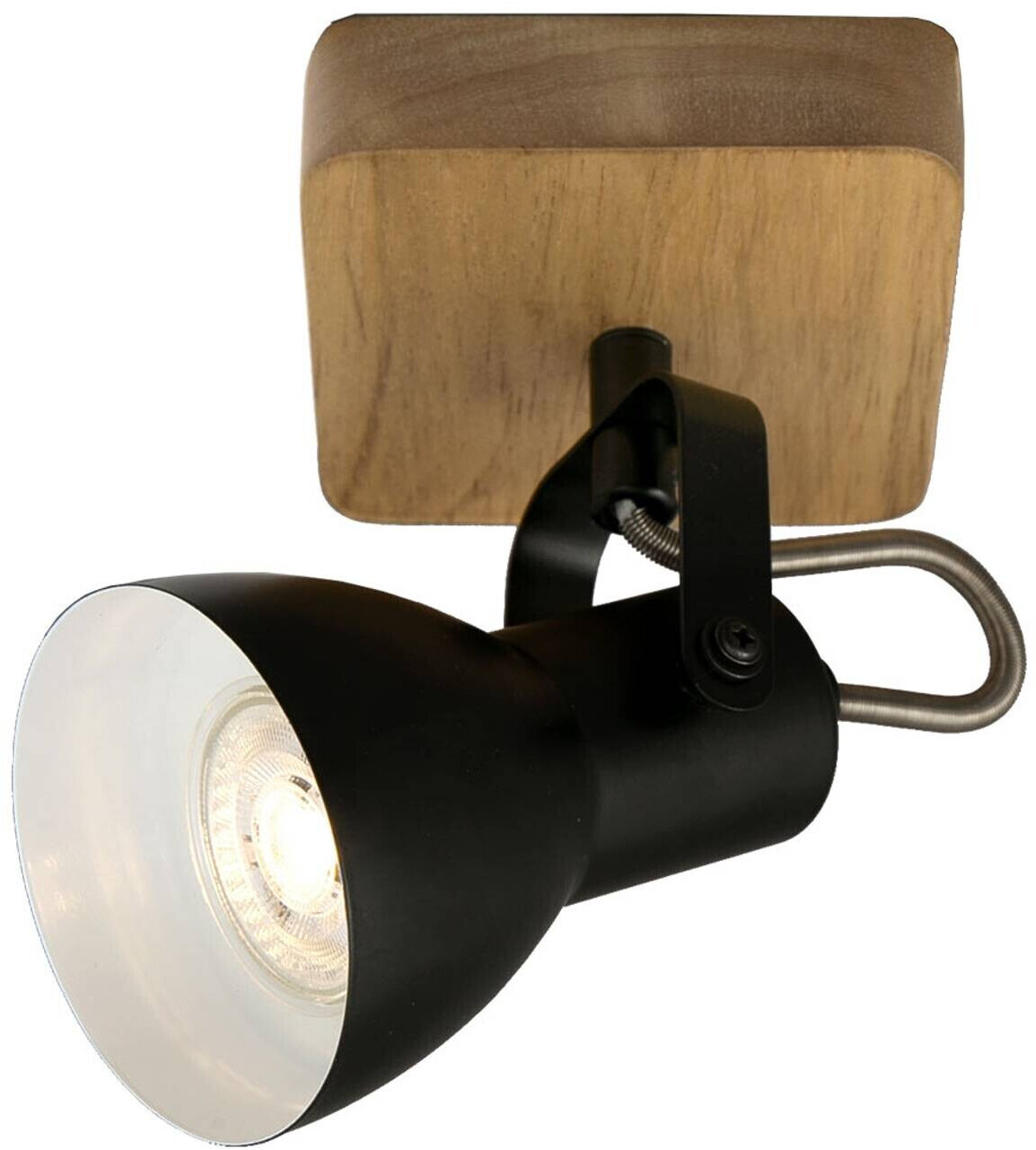 Briloner Arbo ceiling spotlight with wooden element, single-bulb