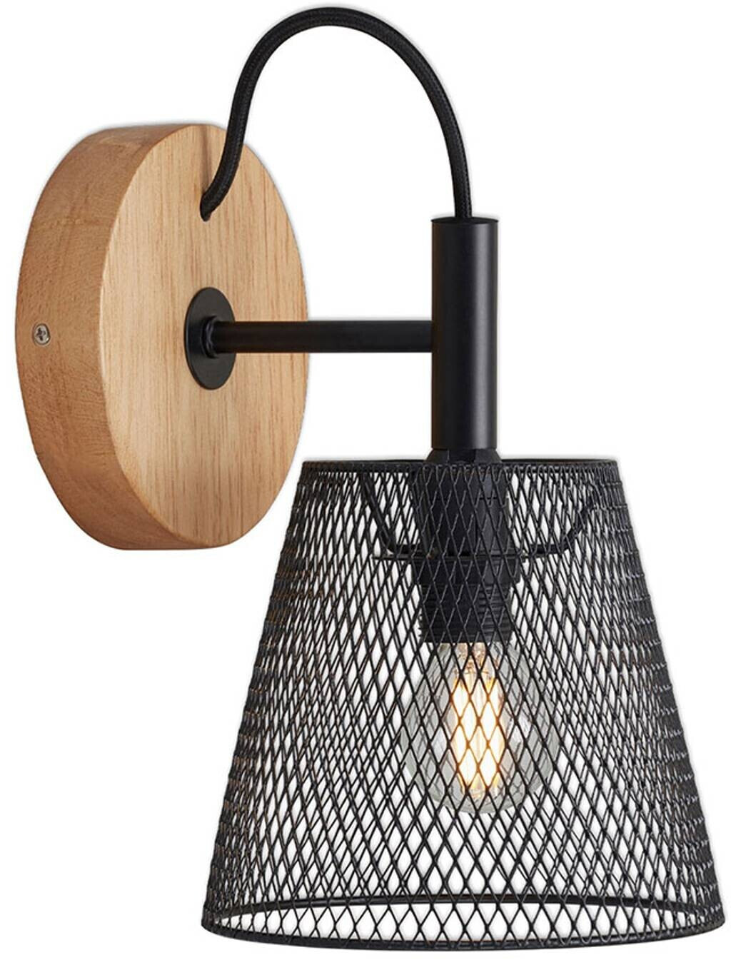 Briloner Wood & Style 2077 wall lamp with expanded metal shade