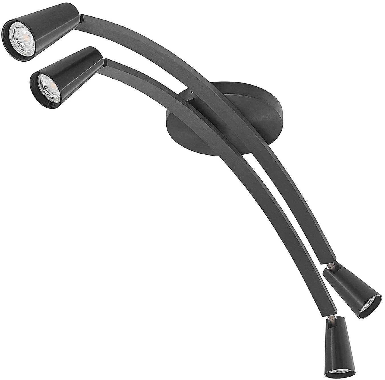 Lucande Velanoris ceiling lamp, 4-bulb. black