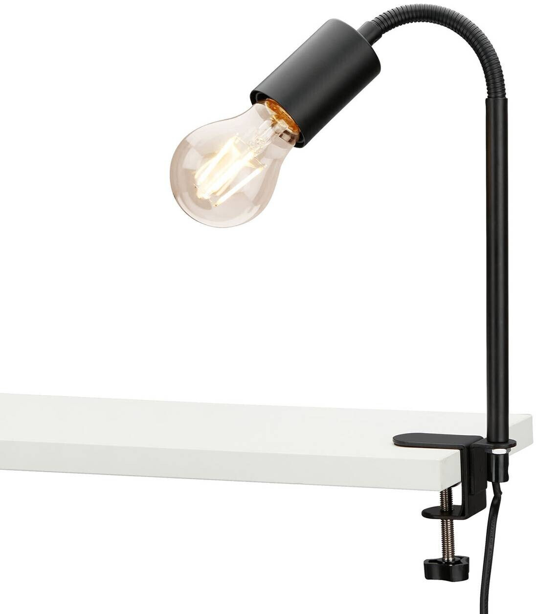 Briloner Krampo Retro clamp light, with flex arm, black