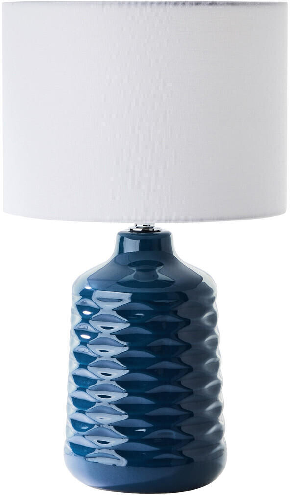 ab Brilliant Keramikfuß 44,84 € Ilysa Tischlampe bei blau Stoffschirm Preisvergleich weiß, |