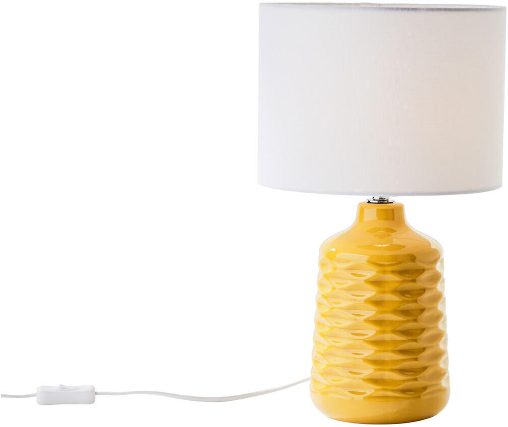 49,99 Tischlampe | Brilliant Preisvergleich € gelb Ilysa bei weiß, ab Keramikfuß Stoffschirm