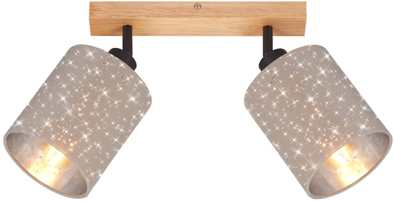 Briloner Stofa ceiling spot with star decoration, taupe 2-bulb