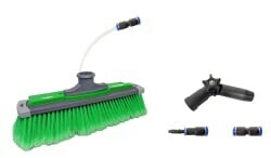 Unger NFA28 Power Bürste nLite gesplissene Borsten 28 cm mit Spülleiste & Winkeladapter für nLite Connect Stangen