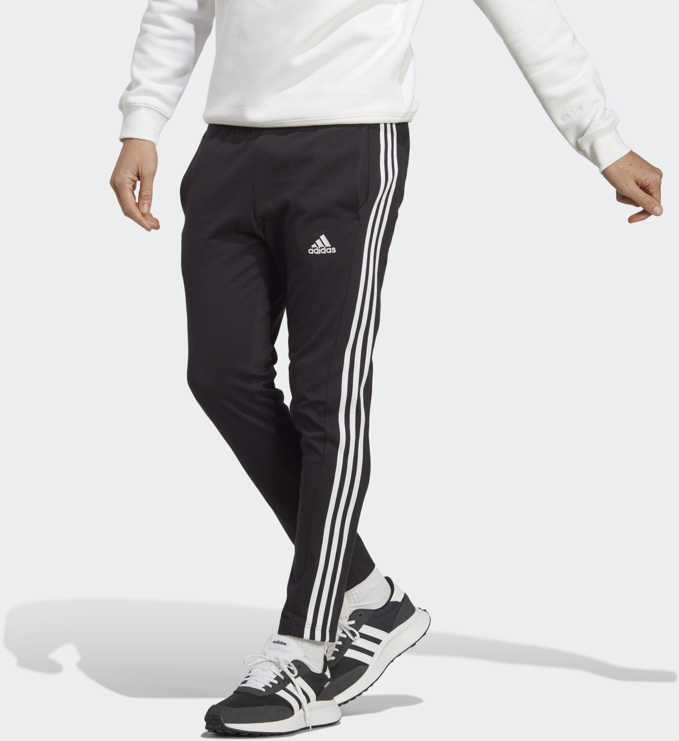Adidas Man Essentials Single Jersey black/ Hem 3-Stripes Preisvergleich € 29,49 Jersey Pants ab Open Tapered (IC0044) | white bei