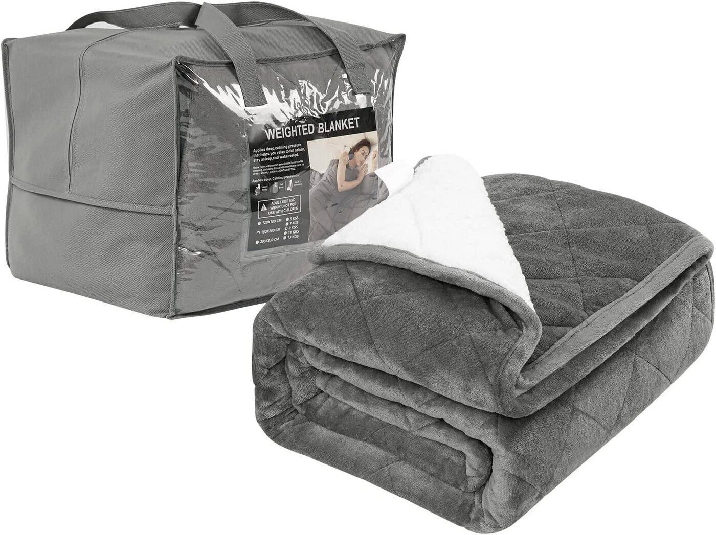 Woltu Double-sided weighted blanket anti-stress grey150x2009kg