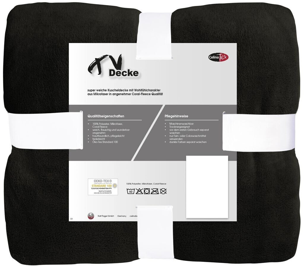 CelinaTex TV blanket XXL cuddly blanket 220x240 black 240g/m²