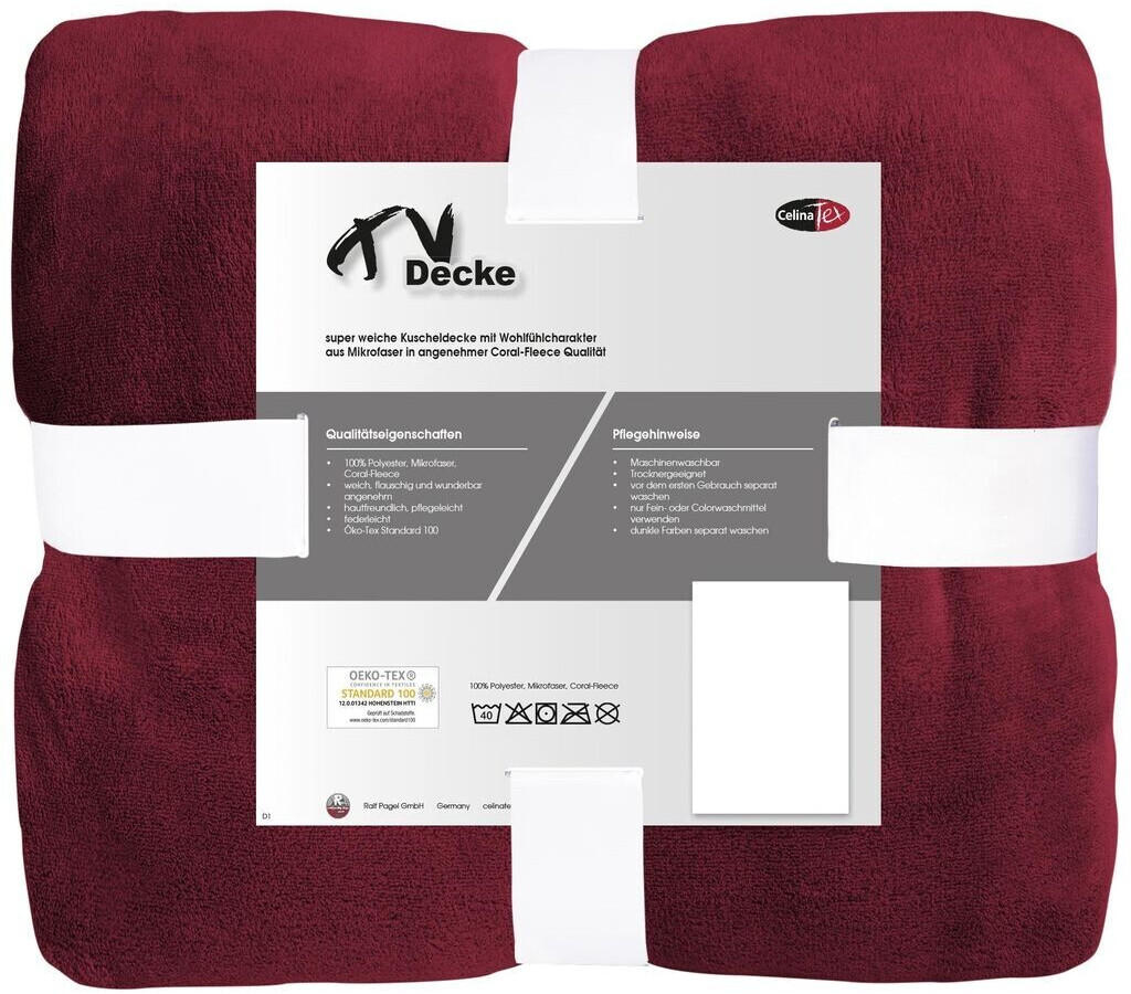 CelinaTex TV blanket XXL cuddly blanket 220x240 bordeaux 240g/m²