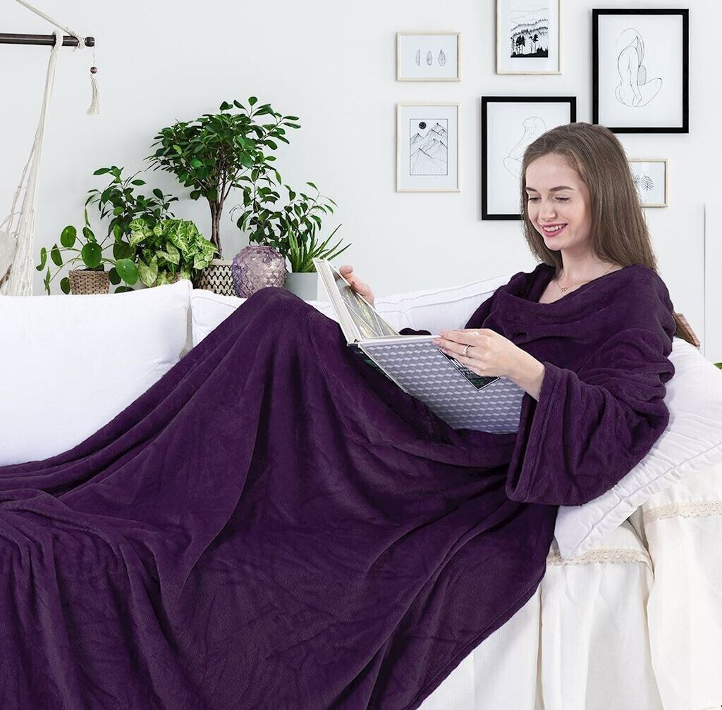 DecoKing Sleeve blanket Lazy - Microfiber TV Blanket Purple 150x180 cm
