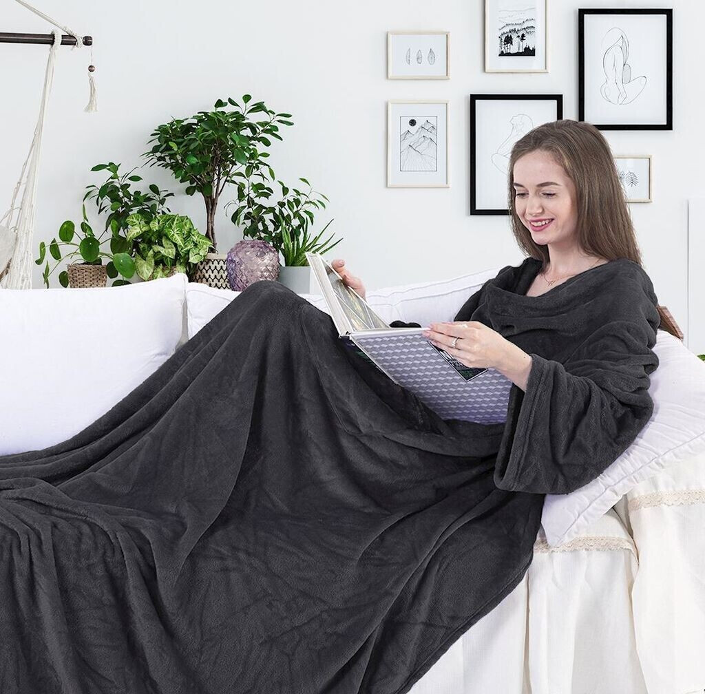 DecoKing Sleeve blanket Lazy - Microfiber TV Blanket Charcoal 150x180 cm