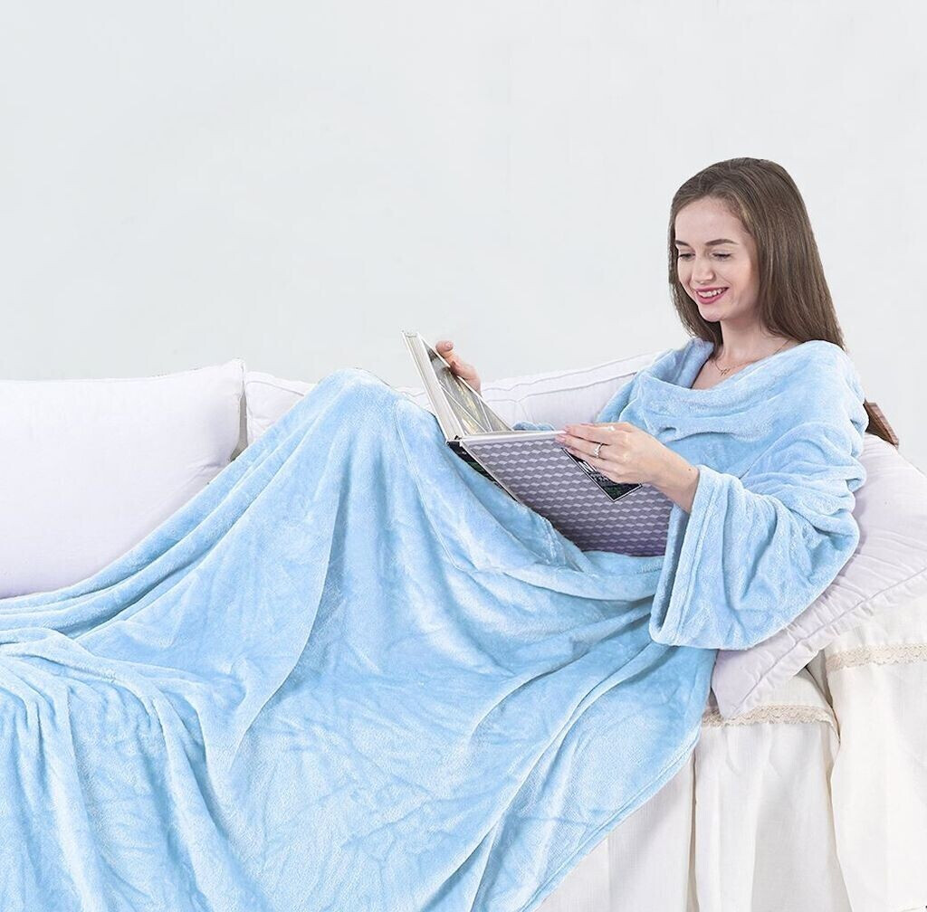 DecoKing Sleeve blanket Lazy - Microfiber TV Blanket Baby blue 170x200 cm