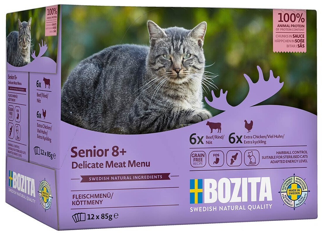 Bozita Meat Menu Appetizers in Sauce Senior wet cat food with extra chicken 12x85g