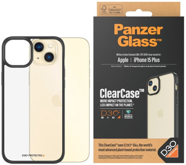 PanzerGlass Antibakterielle Schutzhülle PanzerGlass ClearCase für Apple iPhone 15 Plus,Schwarz, Bild 3