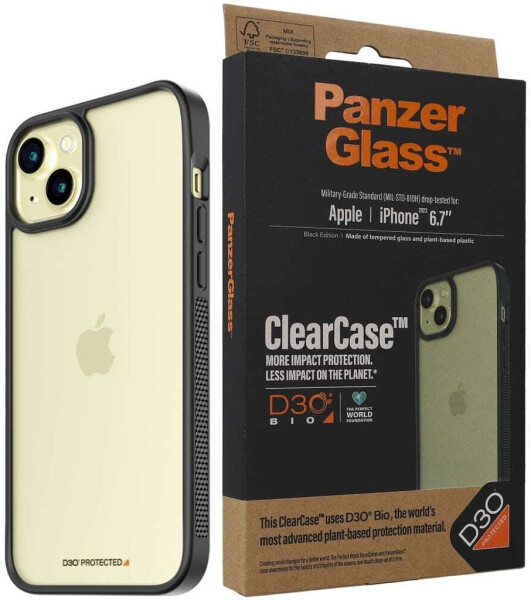 PanzerGlass Antibakterielle Schutzhülle PanzerGlass ClearCase für Apple iPhone 15 Plus,Schwarz, Bild 7