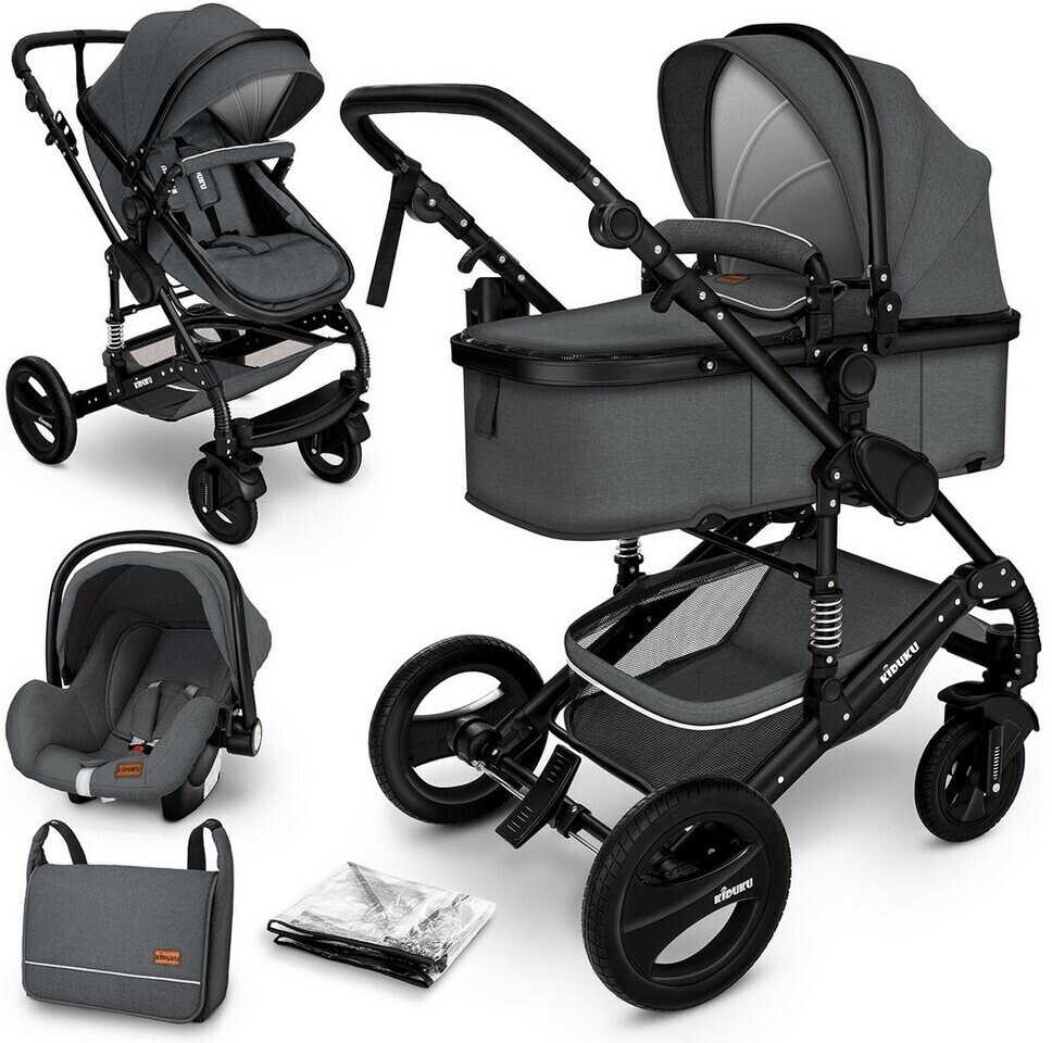 Kiduku 3 in 1 Kombi Kinderwagen anthrazit schwarz ab 199 79 Preisvergleich bei idealo