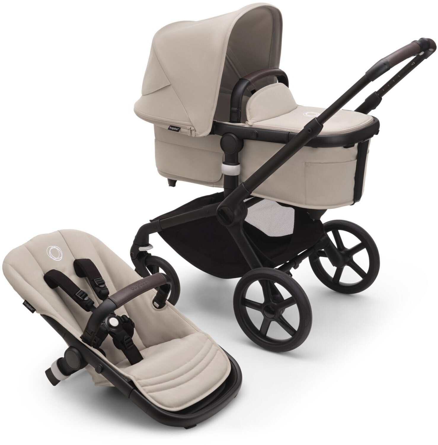 Bugaboo Fox 5 stroller with carrycot and seat black/desert taupe
