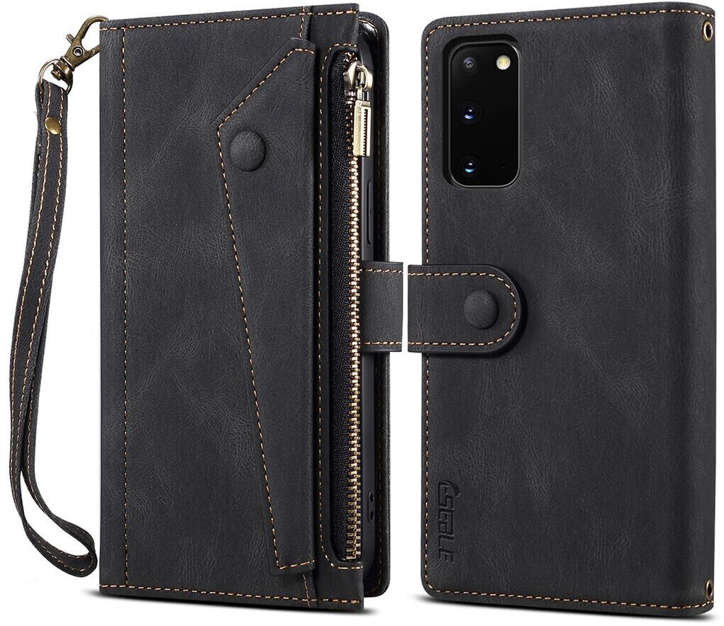 LaimTop Schutzhülle für Samsung Galaxy S20 / S20 5G Reißverschluss Hülle,  Leder Klapphülle Kartenfach Standfunktion Brieftasche mit Trageband Schwarz  ab 16,99 €
