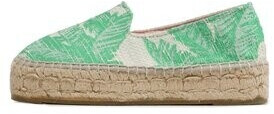 Manebi Cotton Jaquard Double Sole Espadrilles G 4.8 D0 Green Plams On Crema