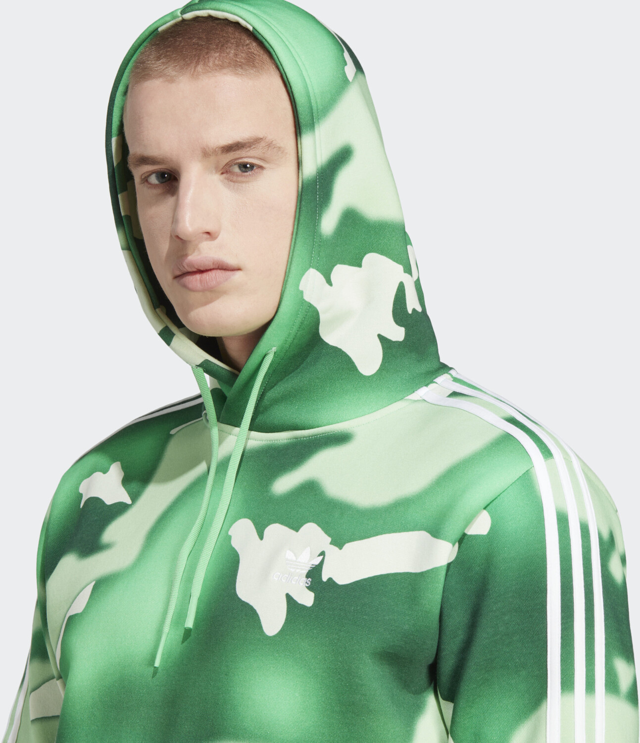 Adidas Man Graphics Camo Allover Print Hoodie semi Screaming green