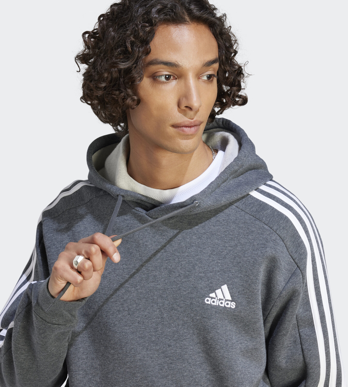 Adidas originals floating 3 stripe hoodie in grey clearance