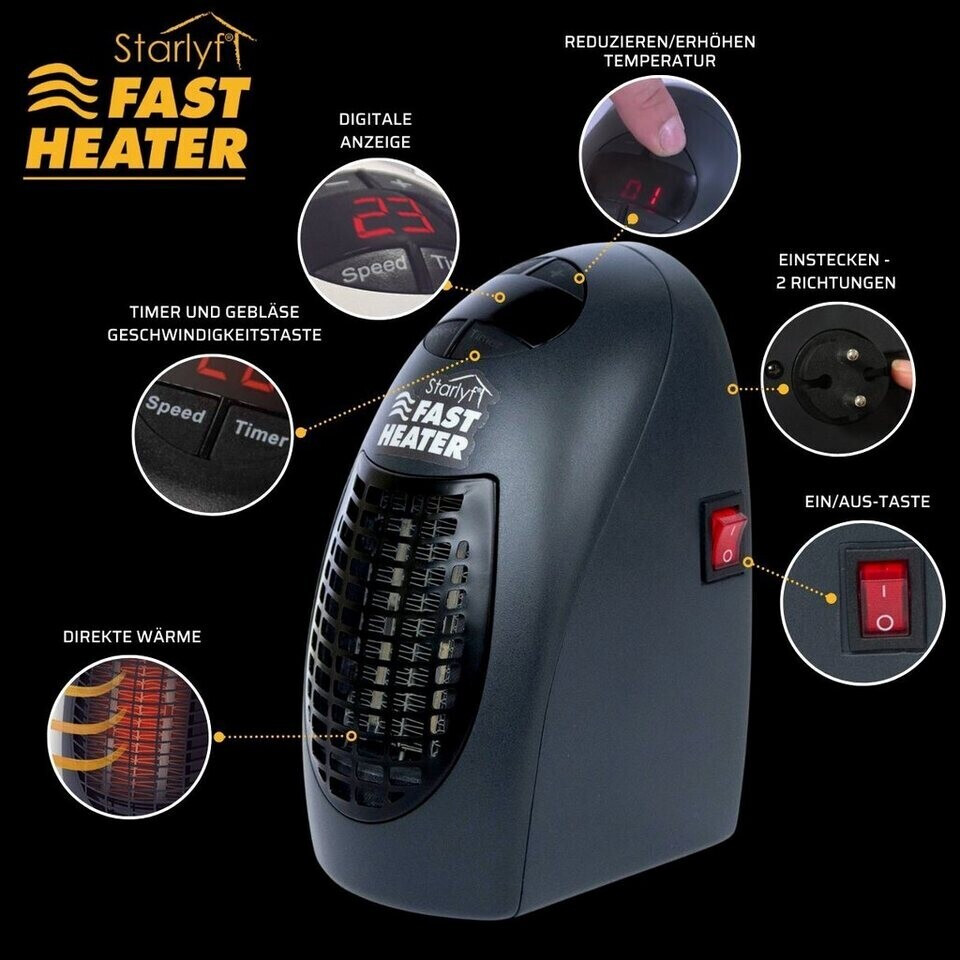 Heizlüfter Deluxe Heater für sofortige Wärme 3 Temperaturmodi