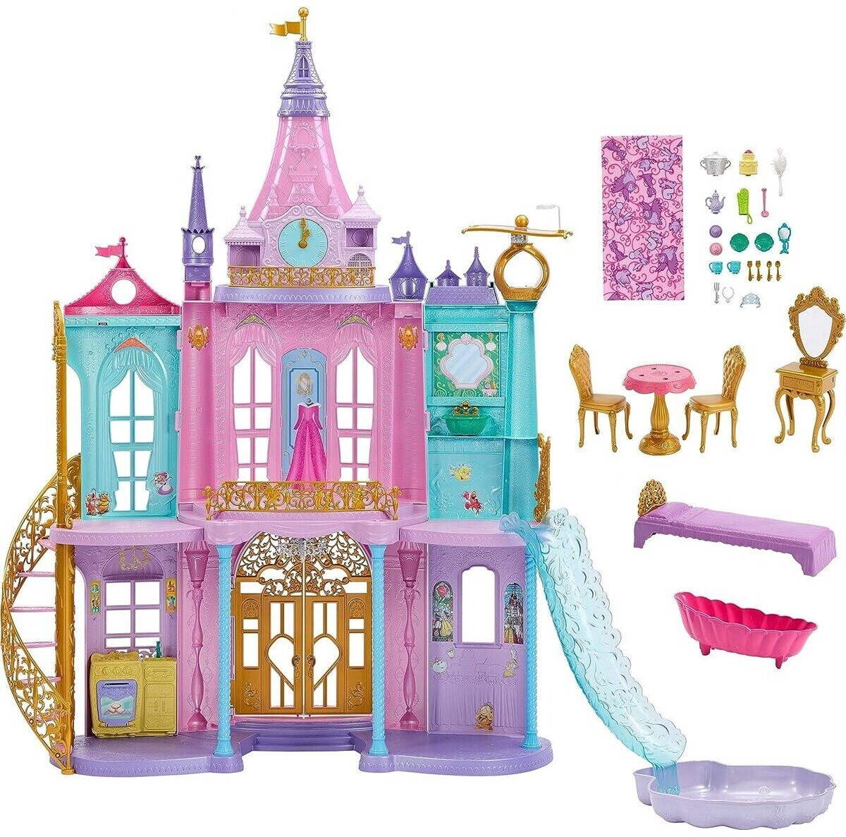 Disney Princesses Château Magique Adventures, 3 Niveaux Avec 10 Zones De  Jeu, 25 Accessoires Pour Poupées