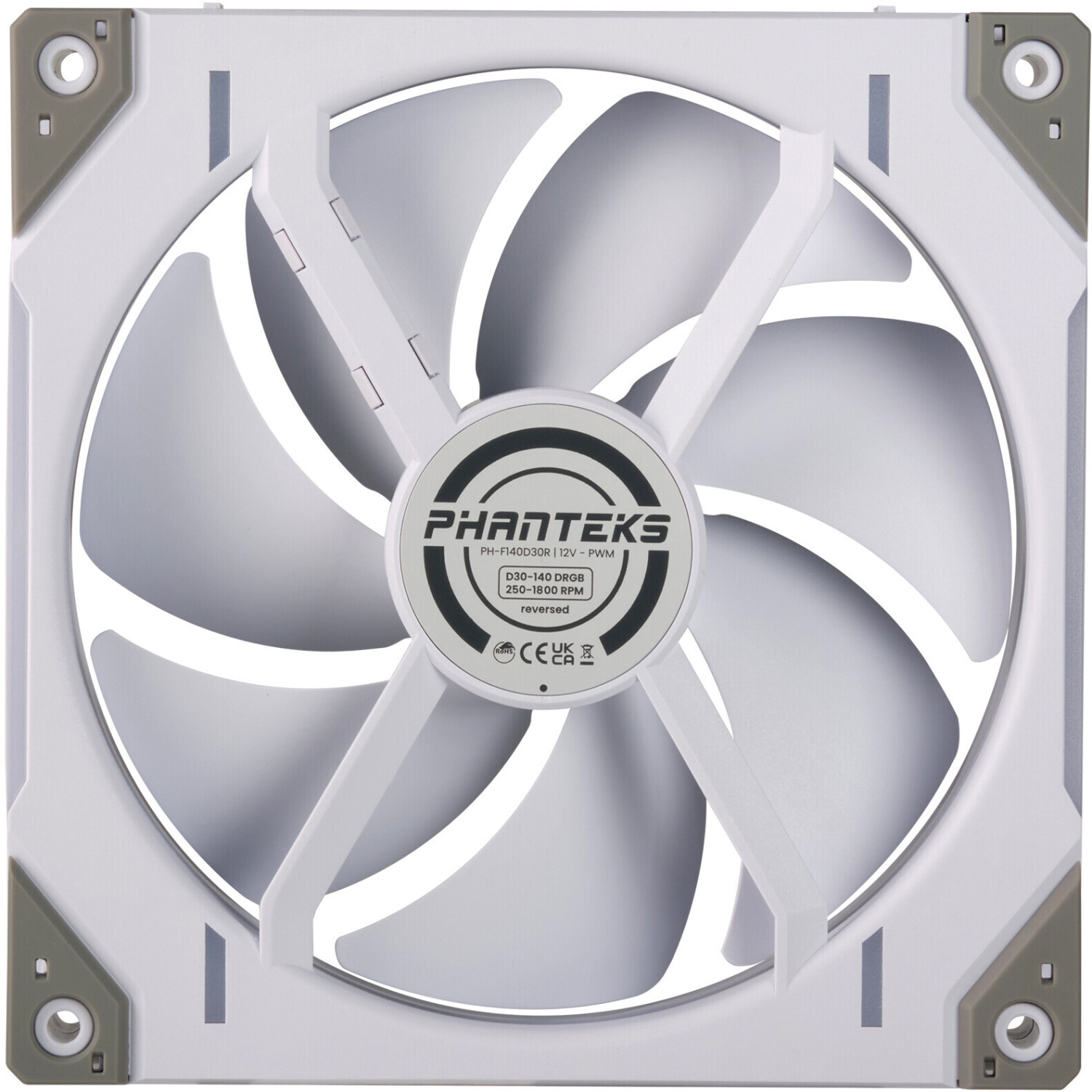 Phanteks D30 PWM Reverse Airflow D-RGB Ventilateur pour PC blanc (l x H x  P) 120 x 120 x 30 mm