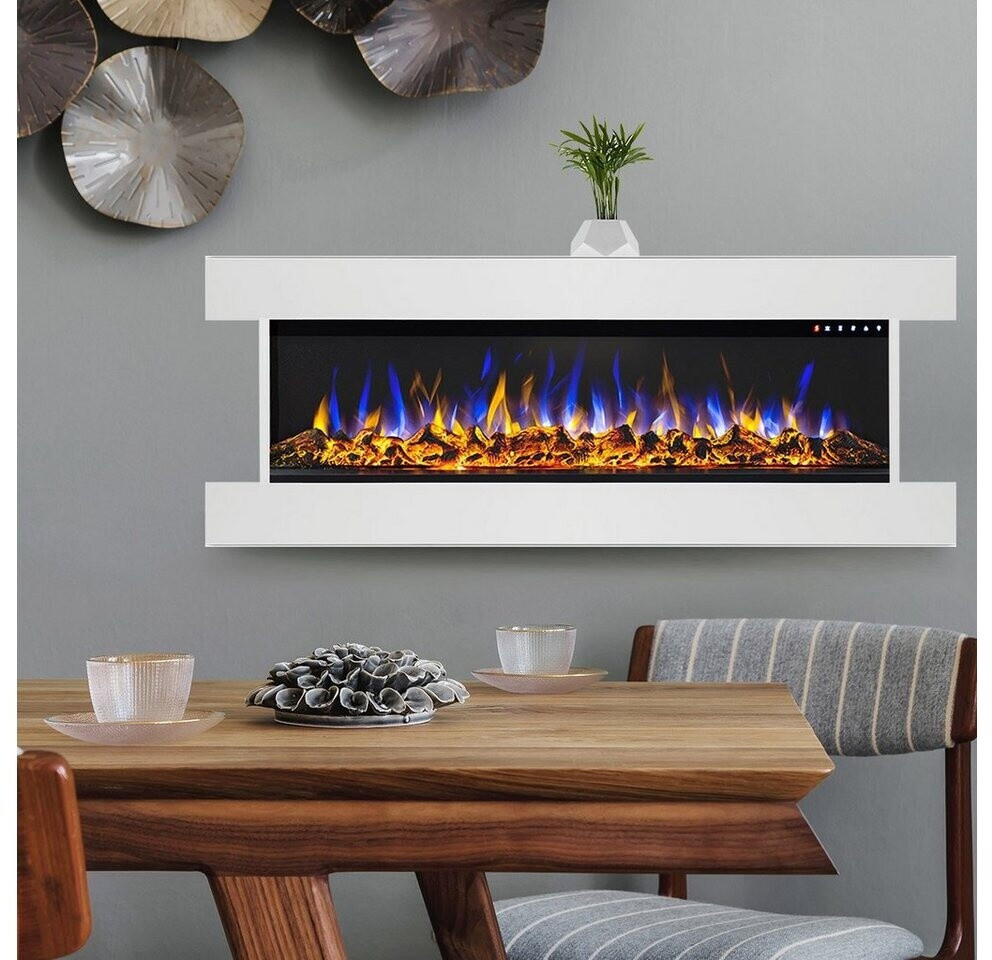 ArtiFlame Line AF50 Elektrokamin In Weiß - 1,6 KW Heizleistung Mit 3D-Flammeneffekt Und Infrarotwärme