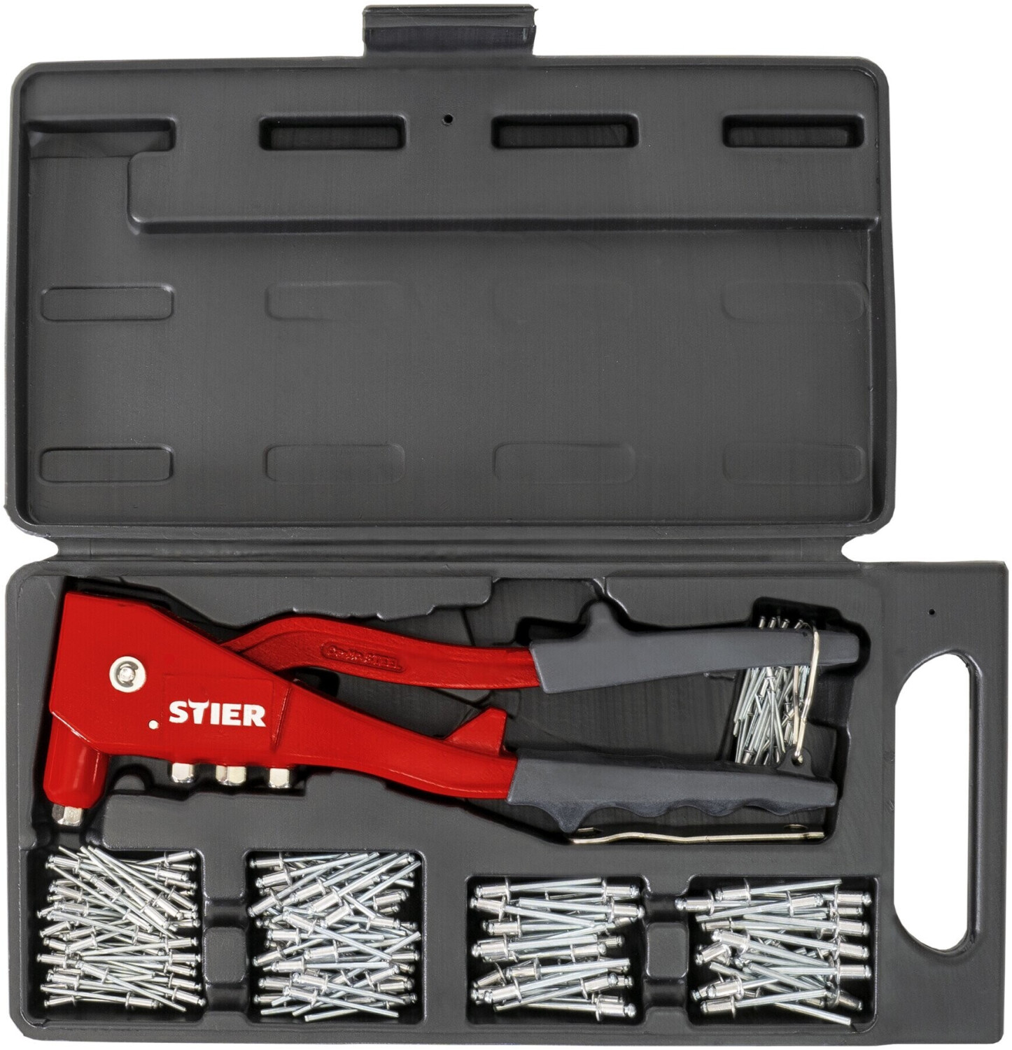 STIER Blind rivet set with hand riveter and blind rivets 201 pieces