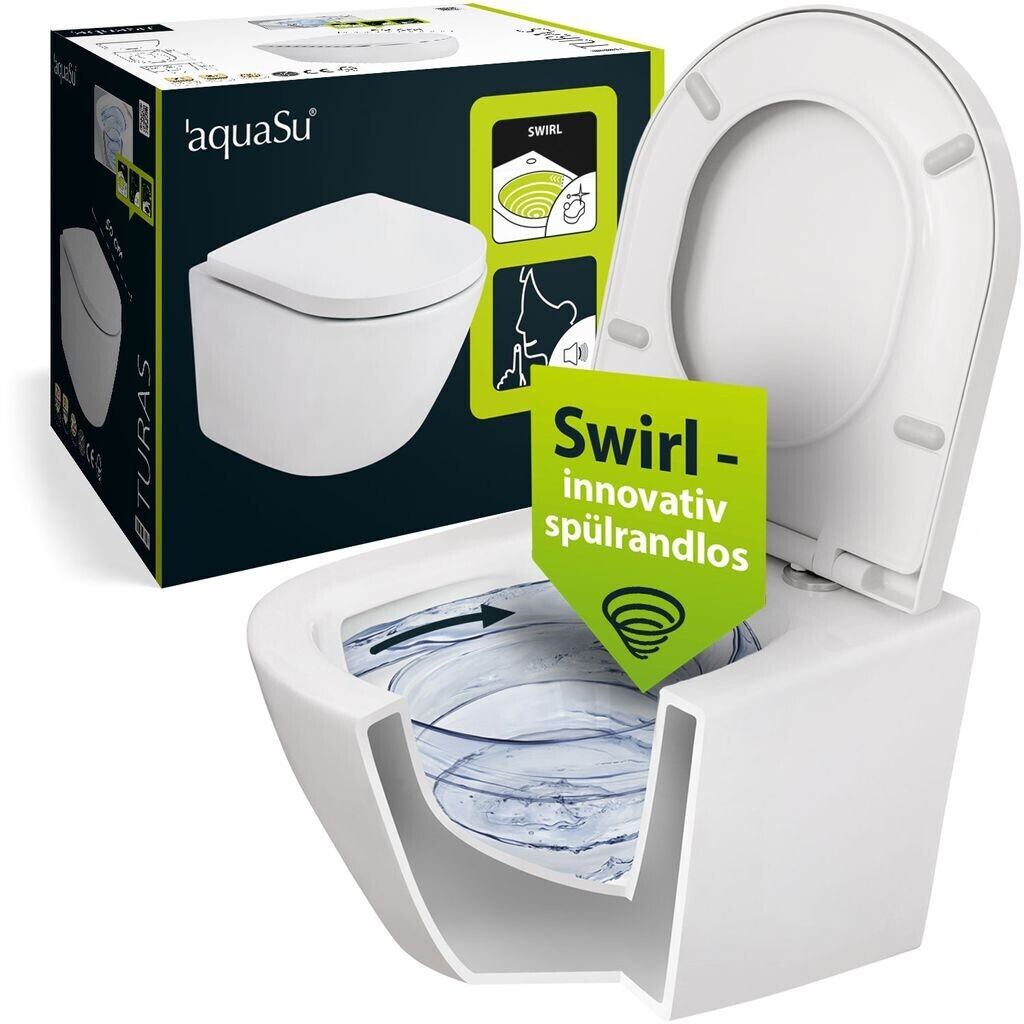 aquaSu Wand WC Set Sitz Absenkautomatik inkl. ab weiß Keramik 249,98 Preisvergleich € bei WC mit 