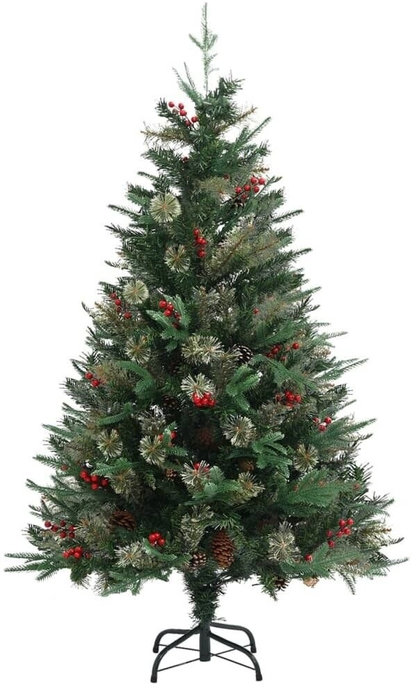 vidaXL Sapin de Noël avec pommes de pin Vert PVC et PE 120 cm