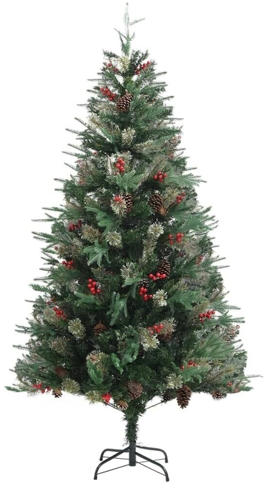 vidaXL Sapin de Noël avec pommes de pin Vert PVC et PE 195 cm