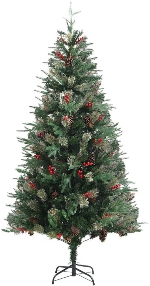 vidaXL Sapin de Noël avec pommes de pin Vert PVC et PE 225 cm
